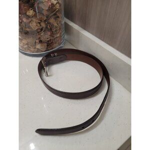 Tom James Mens Belt 38 Brown Leather Solid Brass Buckle Elegant Glam USA Made